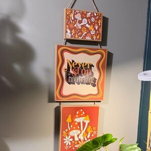 Wall Art Trio "Never Stop Growing" in Orange and Yellow